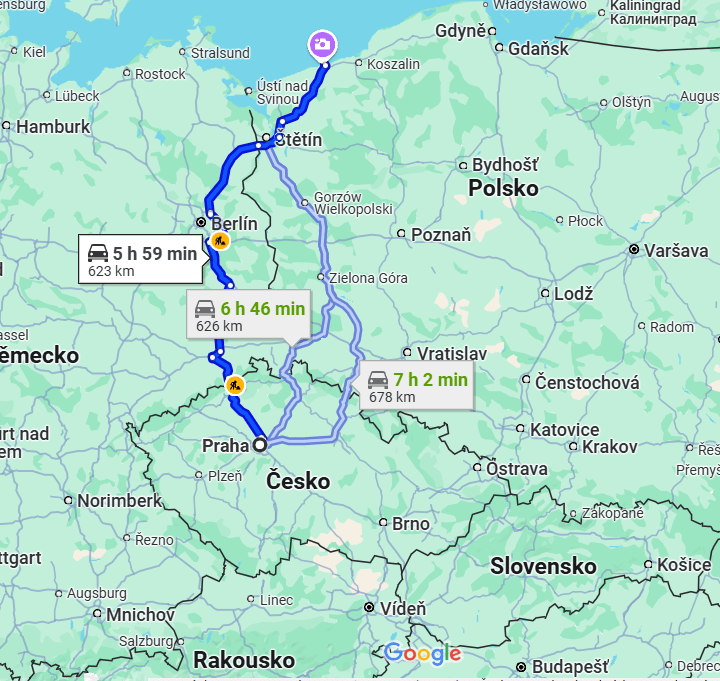 Cesta autem z Prahy do Kolobřehu zabere 6 až 7 hodin.