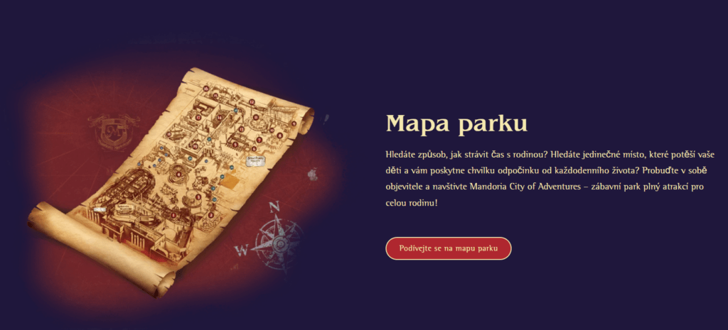 Na webu parku lze najít také mapu parku s podrobným popisem všech atrakcí.